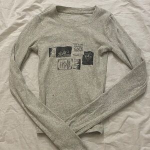 Hollister Light Gray Ribbed Crewneck Thermal Top